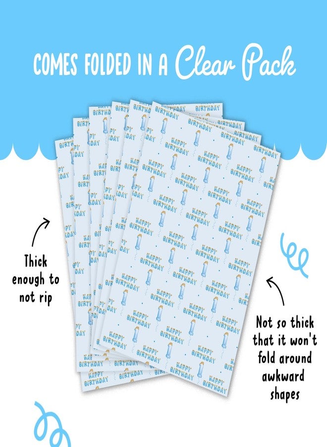 CENTRAL 23 1st Birthday Wrapping Paper - Boy Theme - Blue - 6 Sheets - Comes With Stickers - Recyclable - Image 4